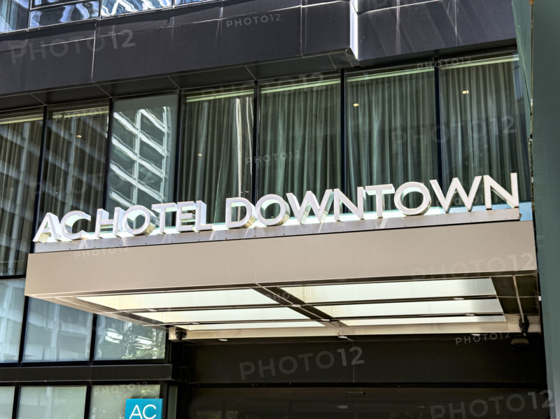 AC Hotel Downtown, building exterior detail, 151 Maiden Lane, Financial District, Manhattan, New York City, New York, USA