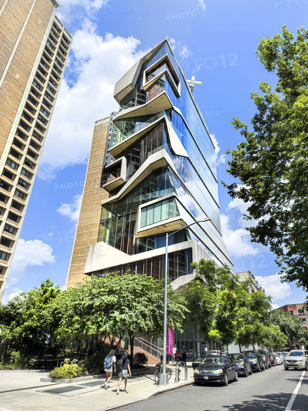 Roy and Diana Vagelos Education Center, Columbia University Medical School, building exterior and street scene, 104 Haven Avenue, Washington Heights, Manhattan, New York City, New York, USA