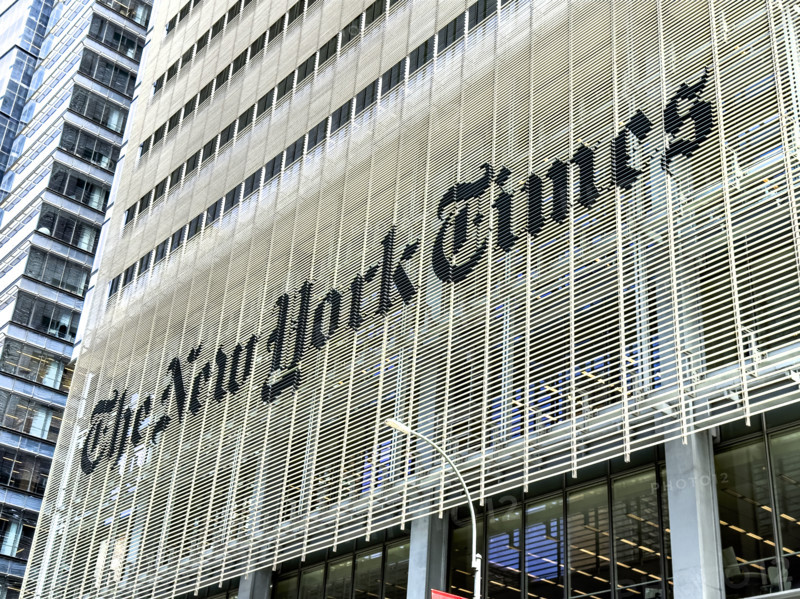 The New York Times Building, building exterior detail, 620 Eighth Avenue, Manhattan, New York City, New York, USA