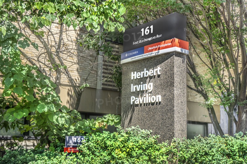 Herbert Irving Pavilion, exterior sign, New York-Presbyterian Hospital/Columbia University Irving Medical Center, 161 Fort Washington Avenue, Washington Heights, Manhattan, New York City, New York, USA