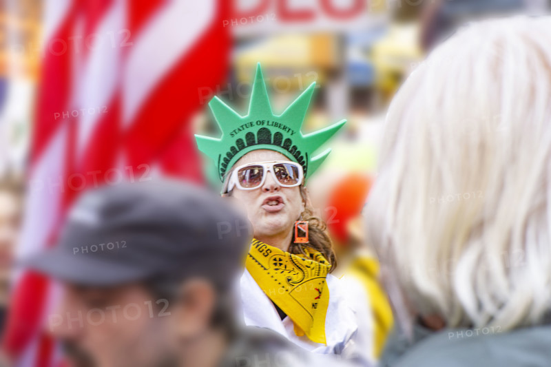 Demonstrators participating in "No Kings" Protest March, Times Square, Manhattan, New York City, New York, USA, October 1, 2025