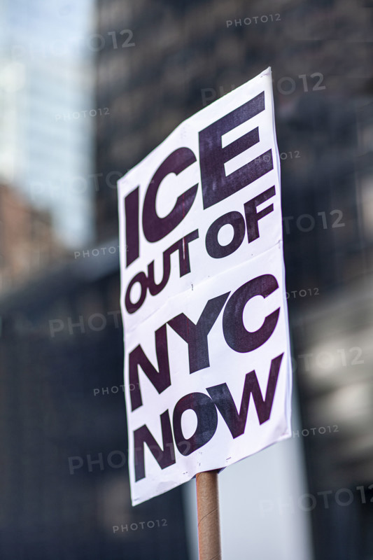 Demonstrators participating in "No Kings" Protest March, Times Square, Manhattan, New York City, New York, USA, October 1, 2025