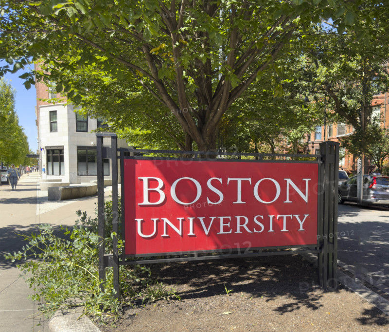 Boston University, campus street sign, 610 Beacon Street Plaza, Boston, Massachusetts, USA