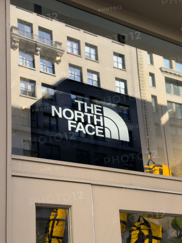 The North Face retail store, building exterior detail, Fifth Avenue, Manhattan, New York City, New York, USA