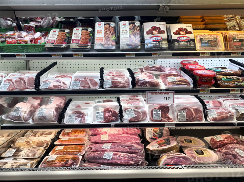 Meat display at grocery store
