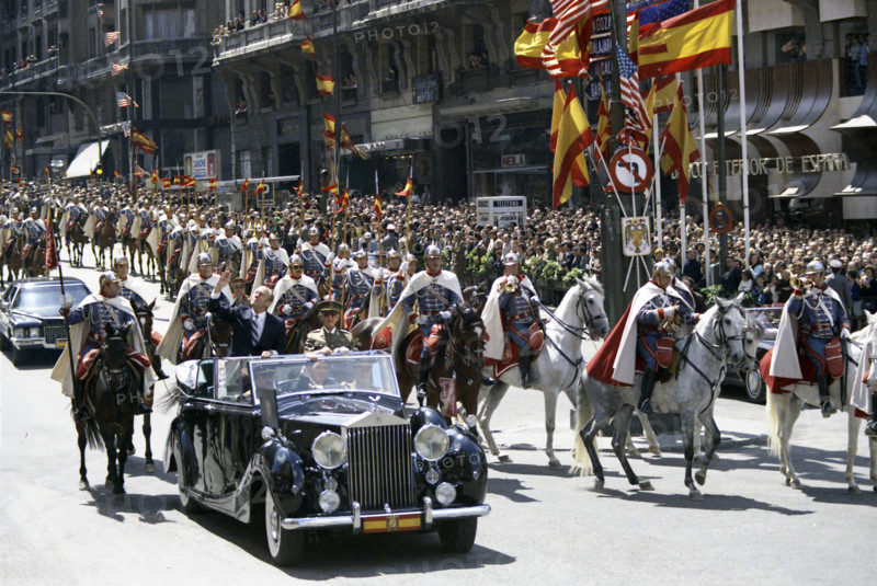 U.S. President Gerald R. Ford and Generalissimo Francisco Franco Riding in a Ceremonial Parade, Madrid, Spain, Gerald R. Ford White House Photographs, May 31, 1975`