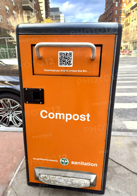 Urban compost bin, Tribeca, Manhattan, New York City, New York, USA