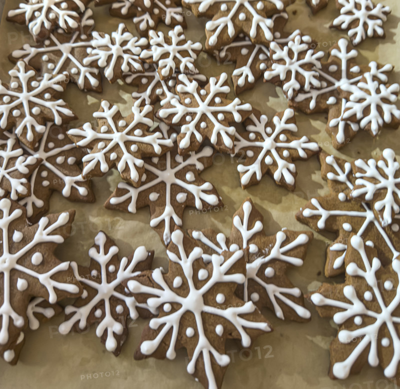 Homemade snowflake gingerbread cookies