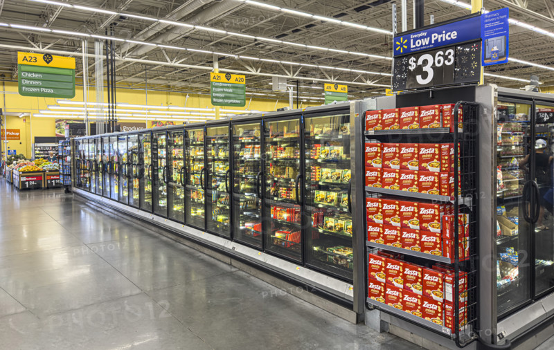 Walmart, interior view of frozen food aisle, Boca Raton, Florida, USA