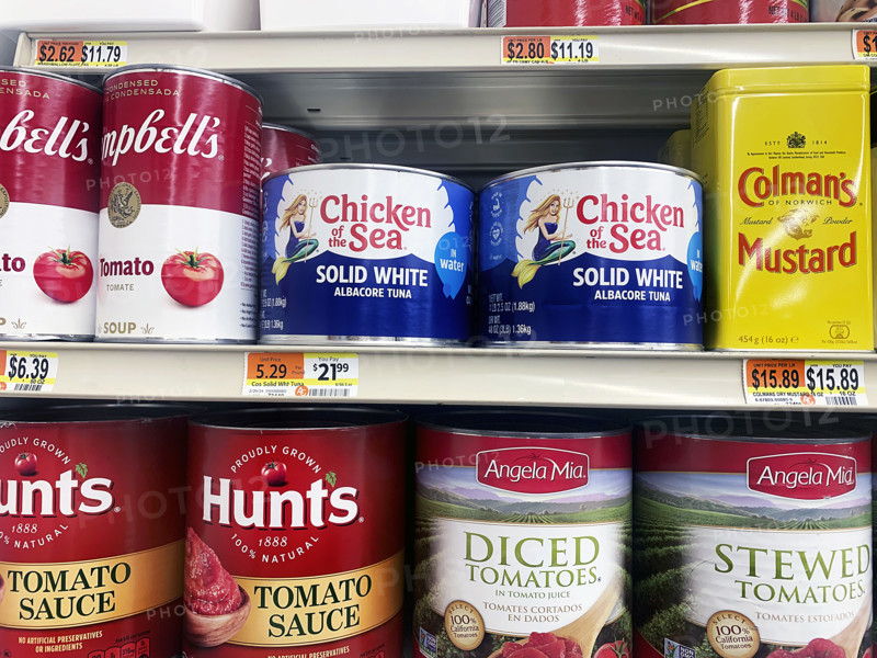Jumbo canned food in grocery store