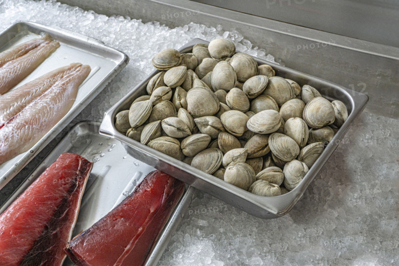 Fresh seafood display, Rozzo's Fish Market, 159 9th Avenue, Manhattan, New York City, New York, USA