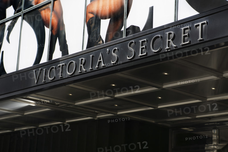 Victoria's Secret retail store, building exterior detail, 640 Fifth Avenue, Manhattan, New York City, New York, USA