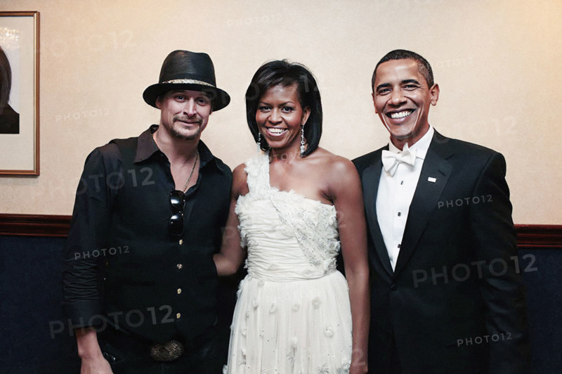 U.S. President Barack Obama and U.S. First Lady Michelle Obama with American Musician and singer Kid Rock at Youth Inaugural Ball, Washington Hilton Hotel, Washington, D.C., USA, Pete Souza, Office of White House Photography, January 20, 2009