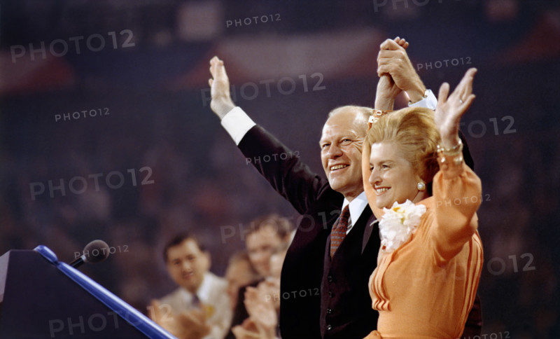 U.S. President Gerald R. Ford and U.S. First Lady Betty Ford at Republican National Convention, Kemper Arena, Kansas City, Missouri, USA, Gerald R. Ford White House Photographs, August 19, 1976