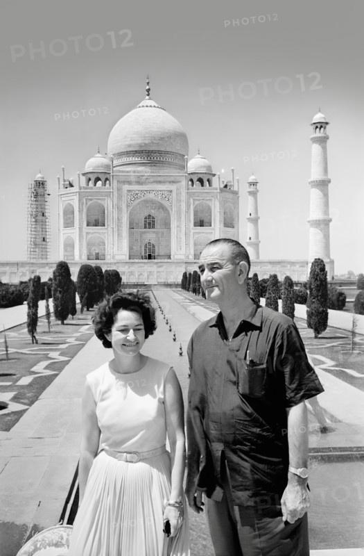 U.S. Vice President Lyndon B. Johnson and U.S. Second Lady Claudia "Lady Bird" Johnson visiting Taj Mahal, Agra, India, Thomas J. O'Halloran, U.S. News & World Report Magazine Photograph Collection, May 19, 1961