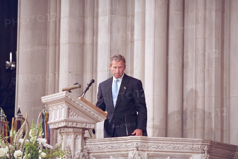 U.S. President George W. Bush concluding his remarks during National Day of Prayer and Remembrance Service, National Cathedral, Washington, D.C., USA, Eric Draper, George W. Bush White House Photo Office, September 14, 2001
