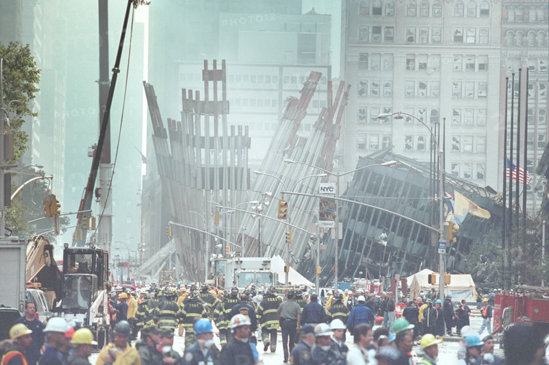 World Trade Center disaster site during U.S. President George W. Bush's visit, Financial District, Manhattan, New York City, New York, USA, Paul Morse, George W. Bush White House Photo Office, September 14, 2001