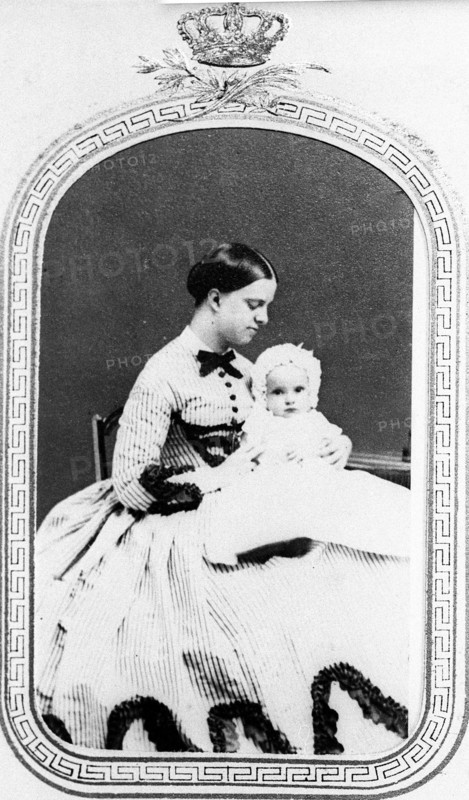 Princess Laetitia Napoleon holding Princess Clotilde of Savoy in her arms