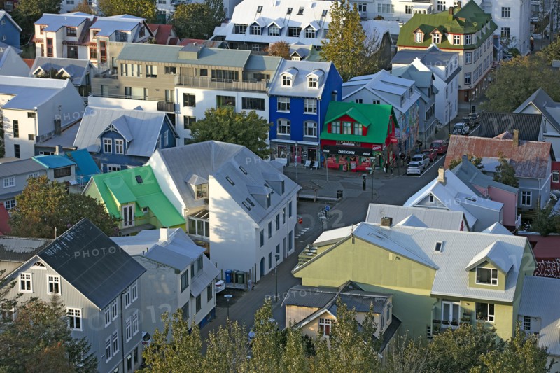 Islande, Reykjavik la vue sur les maisons typiques