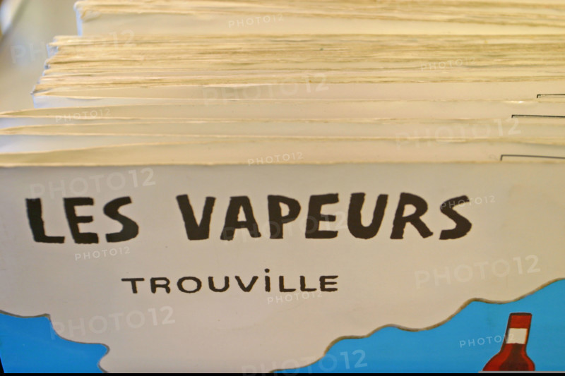 France, Normandie, calvados, cote fleurie, trouville sur mer, plage, brasserie les vapeurs, carte, menu,