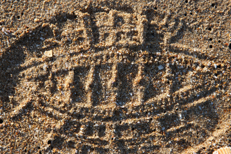 France, Basse Normandie, calvados, cabourg, plage, sable, traces de pas dans le sable,