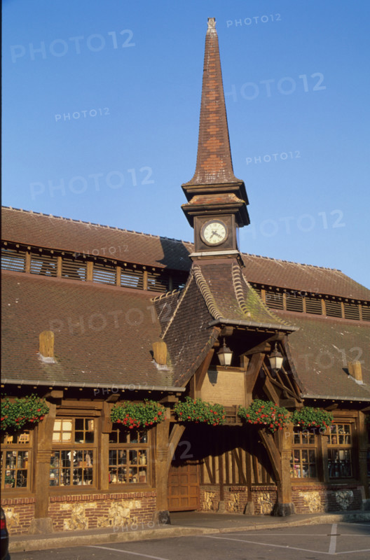 France, Normandie, Seine Maritime, cote d'albatre etretat, les vieilles halles: marche, colombages, pans de bois,