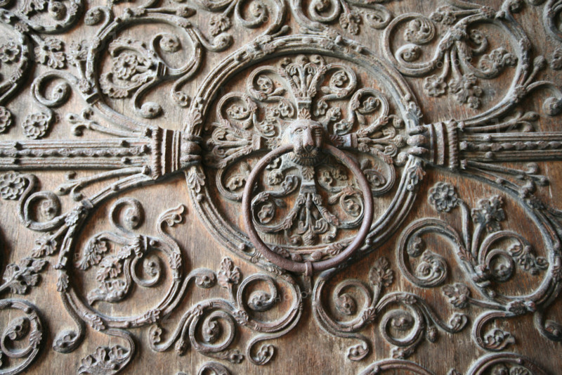France, Paris 4e, ile de la cite, cathedrale Notre-Dame de Paris, art gothique et neo gothique, detail porte, ferronnerie,