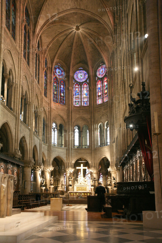 France, Paris 4e, ile de la cite, cathedrale Notre-Dame de Paris, art gothique et neo gothique, choeur