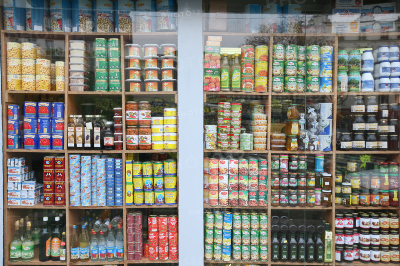 France, windowshop of a grocery