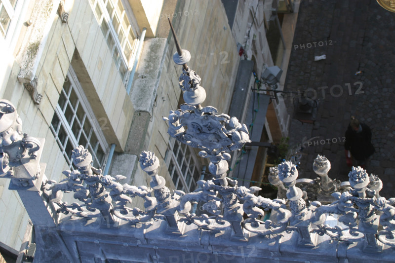 France, Normandie, Seine Maritime, Rouen, detail galerie du gros horloge rue du gros horloge,