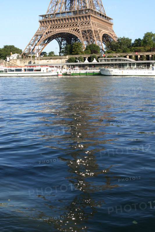 France, reflections of the tower in the seine