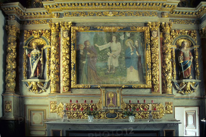 France, Bretagne, Cotes d'Armor, pays de Guerledan, mur de Bretagne, chapelle sainte suzanne, retable, peinture,