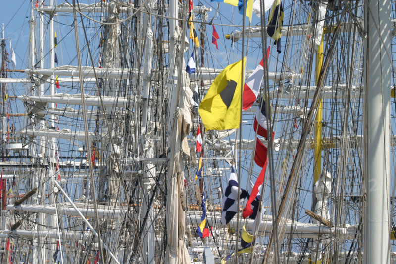 France, Basse Normandie, Manche, Cotentin, Cherbourg, rade, tall ships race 2005, grands voiliers, course, detail mats,