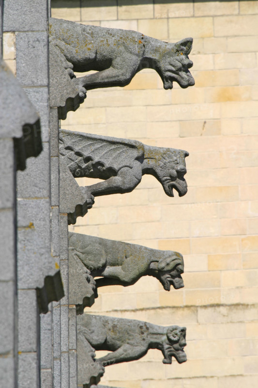France, Basse Normandie, orne, pays d'auge ornais, vimoutiers, detail des gargouilles de l'eglise,