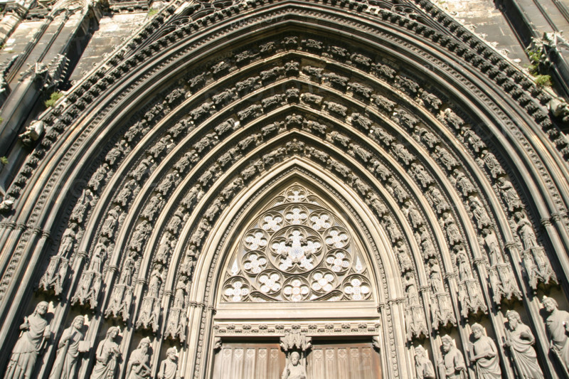 France, Haute Normandie, Seine Maritime, Rouen, eglise abbatiale Saint-Ouen, facade ouest, portail central, voutes, sculptures,
