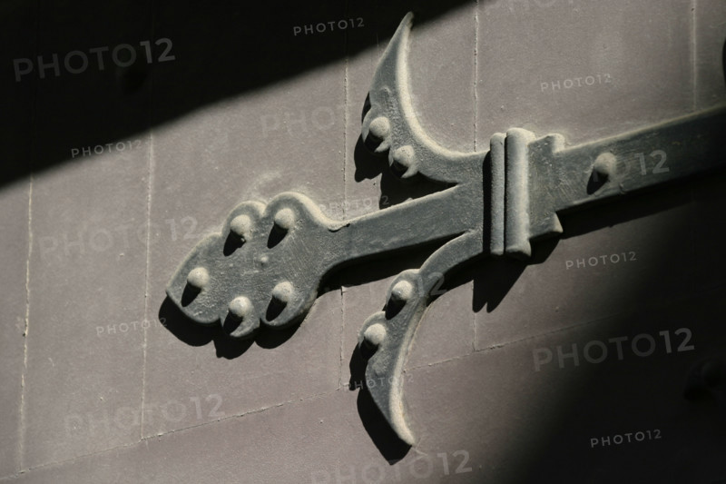 France, Haute Normandie, Seine Maritime, Rouen, rue Charles Lenepvu, ferronnerie, porte, fermeture, 
detail habitat