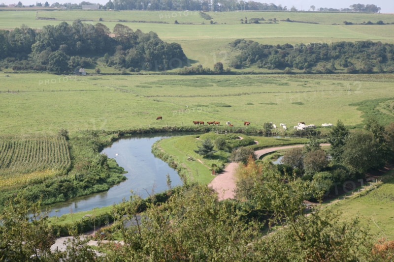 France, Haute Normandie, Seine Maritime, pays de Caux maritime, Paluel, panorama sur la vallee de la Durdent, meandre de la riviere,