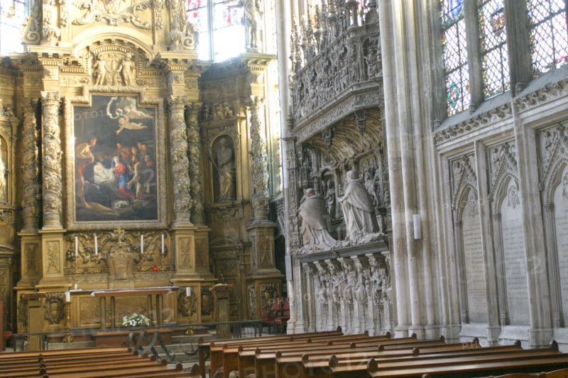 France, Haute Normandie, Seine Maritime, Rouen, cathedrale Notre-Dame, art gothique, chapelle de la vierge et tombeau des cardinaux d'Amboise, sculpture, renaissance, retable,