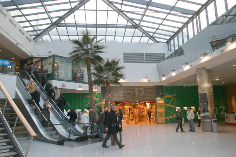 France, Haute Normandie, Seine Maritime, Rouen, centre ville, espaces du palais, centre commercial, galerie marchande, escalator, verriere, quartier du palais de justice, palmiers,