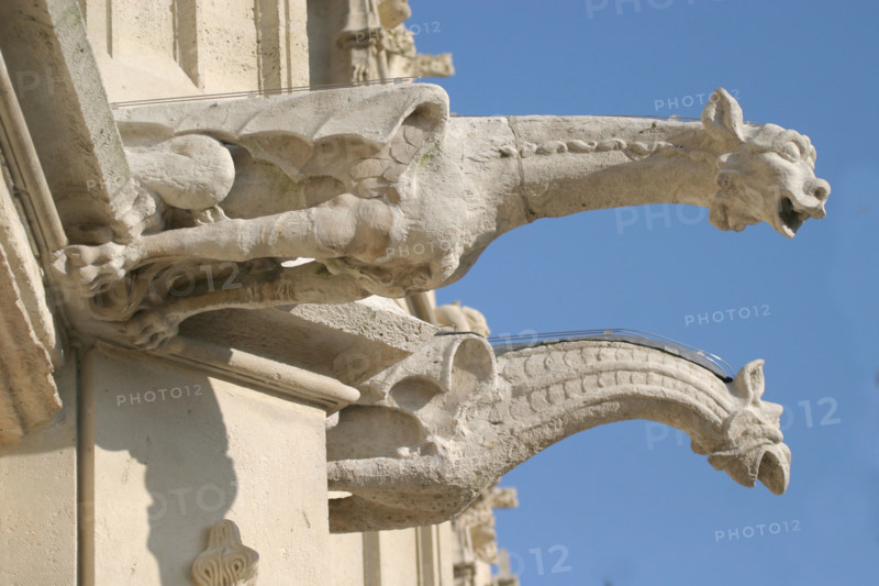 France, Haute Normandie, Seine Maritime, Rouen, palais de justice, tribunal, institution, monument historique restaure en 2007, gargouilles au role purement decoratif de l'aile ouest sur la rue aux juifs