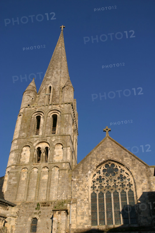 France, Haute Normandie, Seine Maritime, montivilliers, abbaye, art gothique, portail eglise abbatiale, clocher,