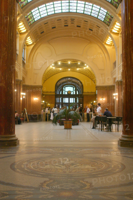 europe, Hongrie, budapest, bains gellert, thermes, station thermale, piscine, thermalisme, colonnes, architecture, eau, baignade, hall d'entree, mosaique, carrelage, cygnes,