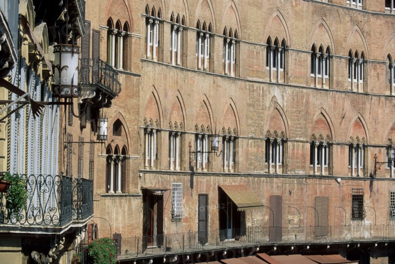 Italie, toscane, sienne, piazza del campo, place, facades maison,