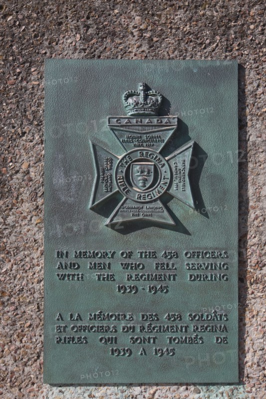 France, Basse Normandie, calvados, plages du debarquement, courseulles sur mer, Stele The Regina Rifle Regiment, 2e guerre mondiale,