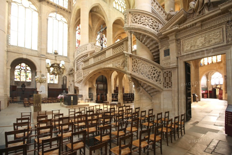 France, ile de france, paris 5e, quartier latin, eglise saint etienne du mont, religion catholique, place saint etienne du mont, quartier pantheon, interieur, jube de pierre,