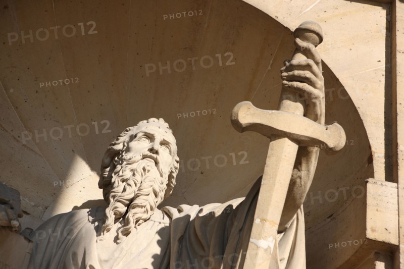 France, ile de france, paris 6e arrondissement, place saint sulpice, eglise saint sulpice, detail sculpture, loggia,