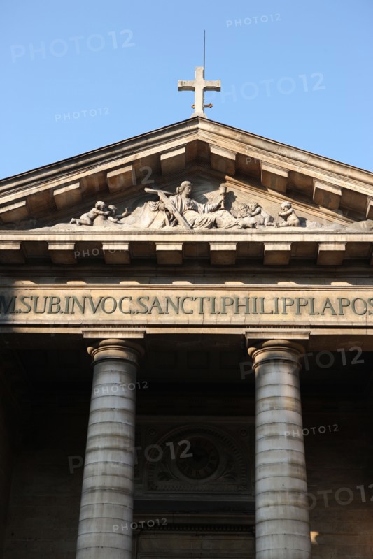 France, ile de france, paris 8e arrondissement, eglise saint philippe du roule, 154 rue du faubourg saint honore, architecte chalgrin, facade, colonnes, porche, sculpture, fronton,