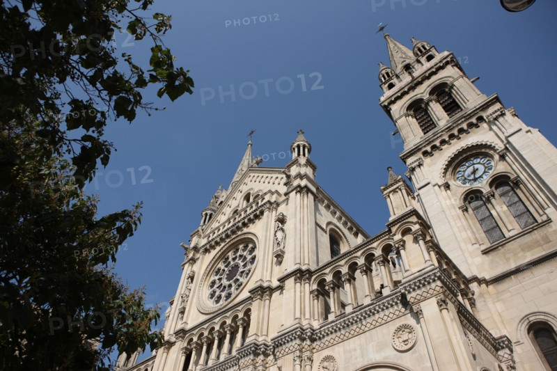France, ile de france, paris 11e arrondissement, 71 boulevard voltaire, eglise saint ambroise, religion catholique, detail facade,