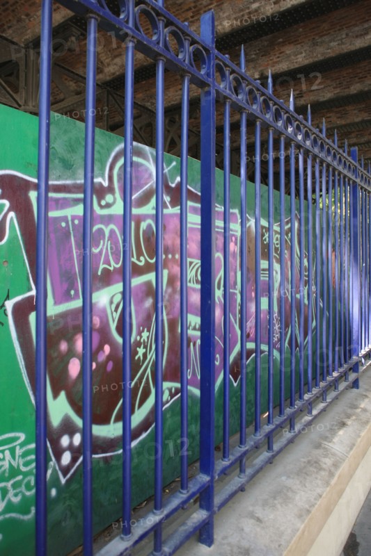 France, Ile de France, paris 14e arrondissement, rue d'alesia, detail d'un graffiti sous le pont du rer, parc montsouris,