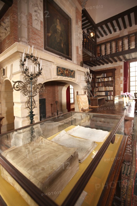 France, Haute Normandie, eure, beaumesnil, chateau, musee de la reliure, interieur,